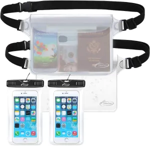 AiRunTech Waterproof Phone Pouch, Cruise Essentials 4-Piece Set, Beach Vacation Kayak Cruise Accessories Must Haves, Waterproof Bag for Travel with Phone Lanyard (2 Phone Cases   2 Fanny Packs)