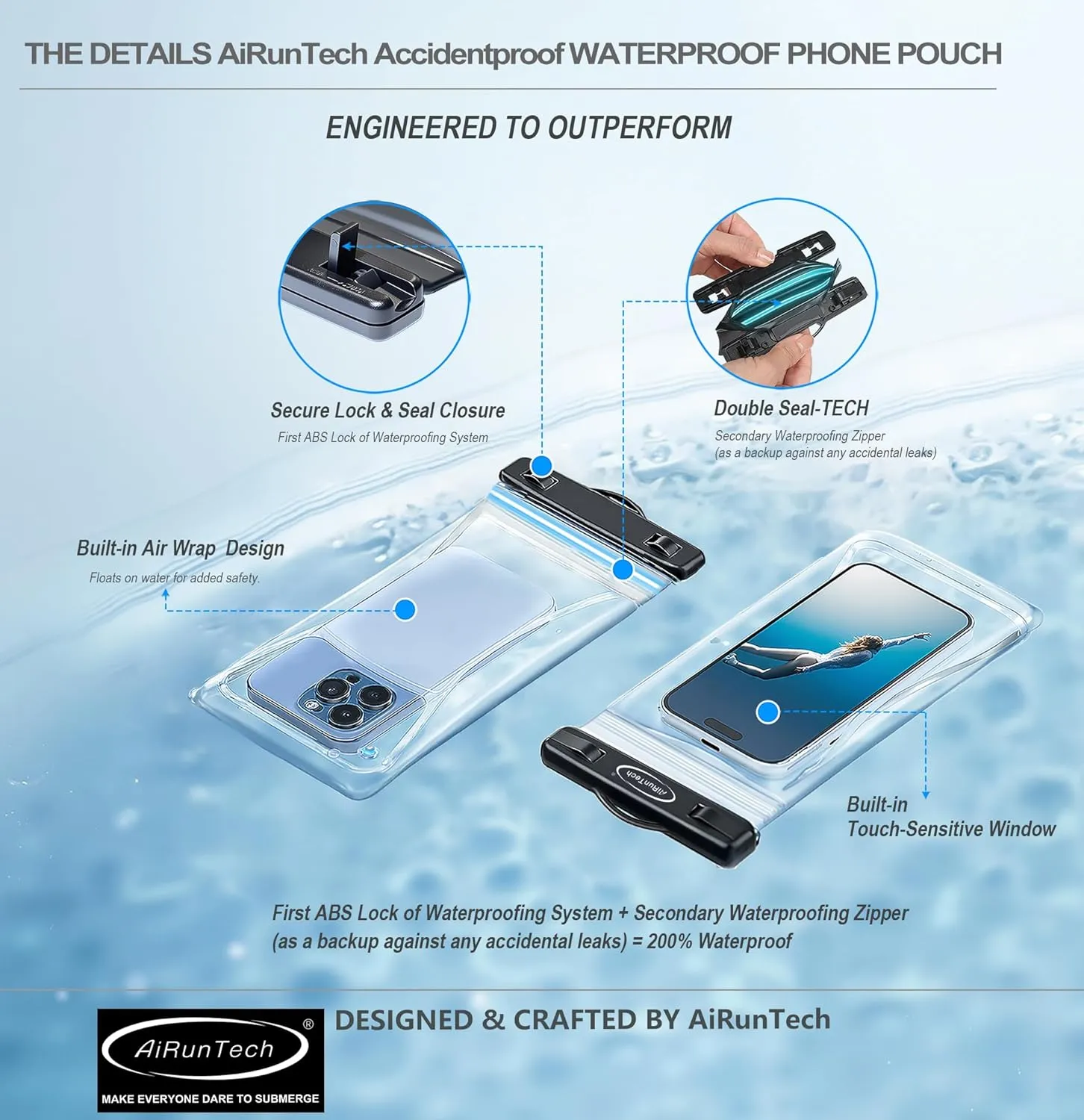 AiRunTech Waterproof Phone Pouch, Cruise Essentials 4-Piece Set, Beach Vacation Kayak Cruise Accessories Must Haves, Waterproof Bag for Travel with Phone Lanyard (2 Phone Cases   2 Fanny Packs)