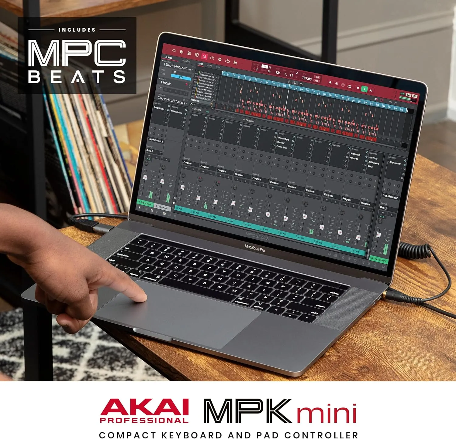 Akai Professional MPK Mini MK3 - 25 Key USB MIDI Keyboard Controller With 8 Backlit Drum Pads, 8 Knobs, Music Production Software and Native Instruments Sound Package (NKS Integration), Black