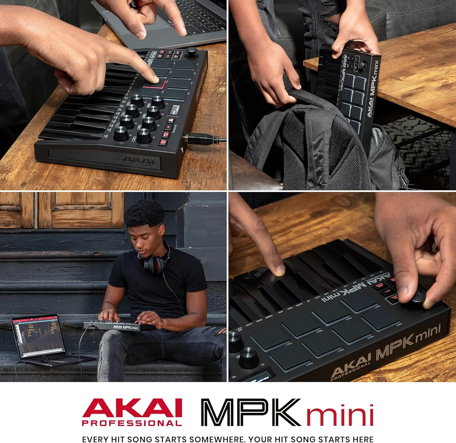 Akai Professional MPK Mini MK3 - 25 Key USB MIDI Keyboard Controller With 8 Backlit Drum Pads, 8 Knobs, Music Production Software and Native Instruments Sound Package (NKS Integration), Black