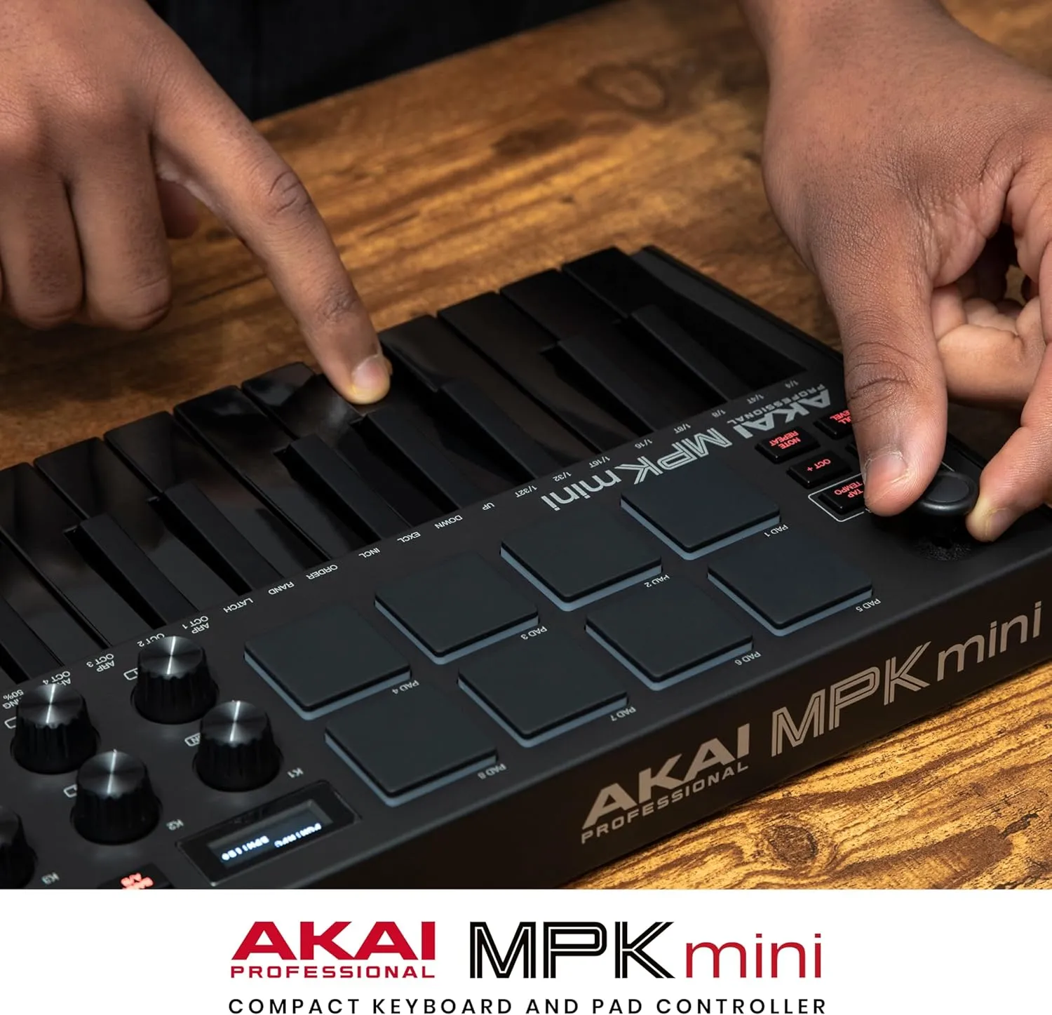 Akai Professional MPK Mini MK3 - 25 Key USB MIDI Keyboard Controller With 8 Backlit Drum Pads, 8 Knobs, Music Production Software and Native Instruments Sound Package (NKS Integration), Black