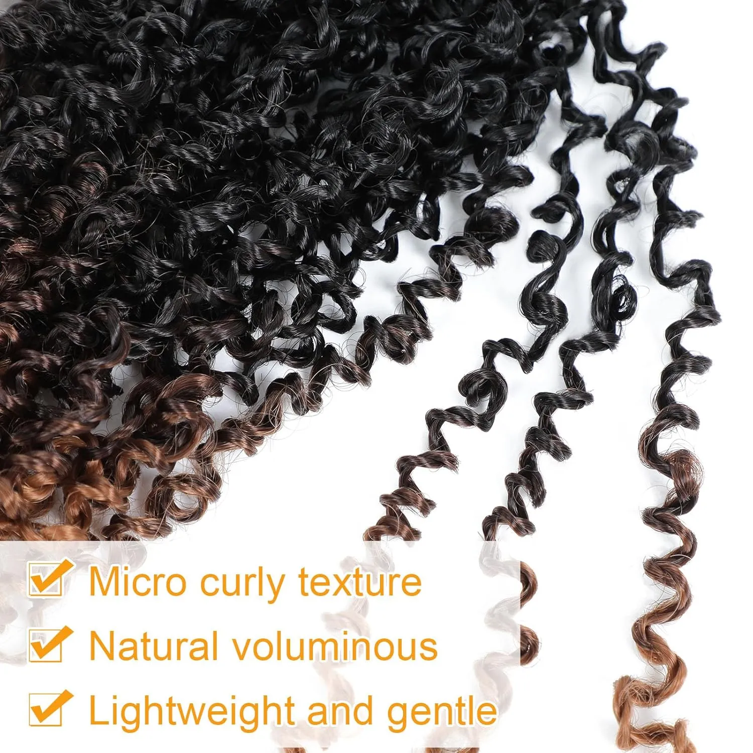 Aksice 12 Inch 8 Packs Yanky Twist Crochet Hair for Women Pre-looped Mini Twist Hair Bohemian Passion Twist Crochet Hair Boho Crochet Braids Synthetic (1B430)