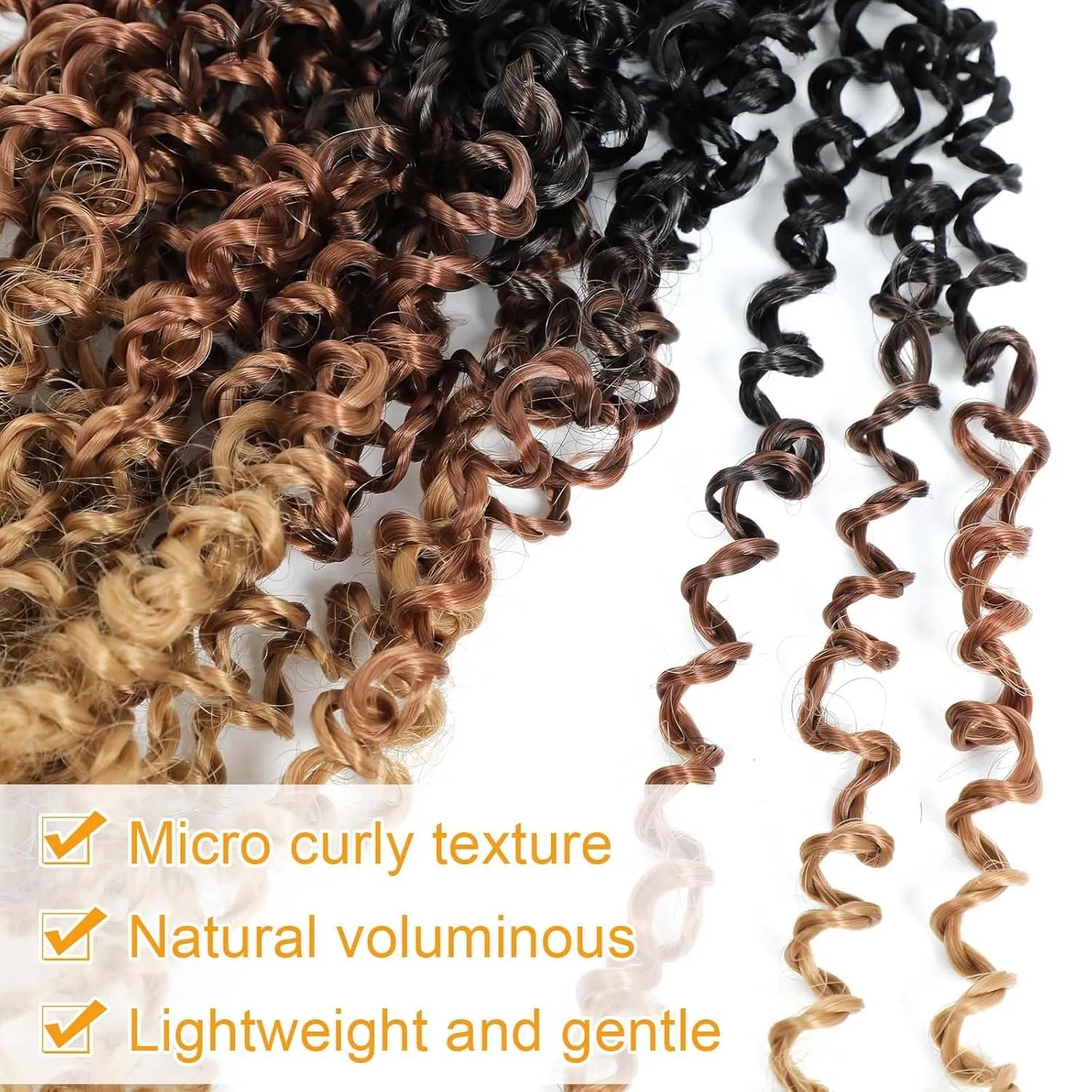 Aksice 8 Inch 8 Packs Yanky Twist Crochet Hair for Women Pre-looped Mini Twist Hair Bohemian Passion Twist Crochet Hair Boho Crochet Braids Synthetic (1B/30/27)