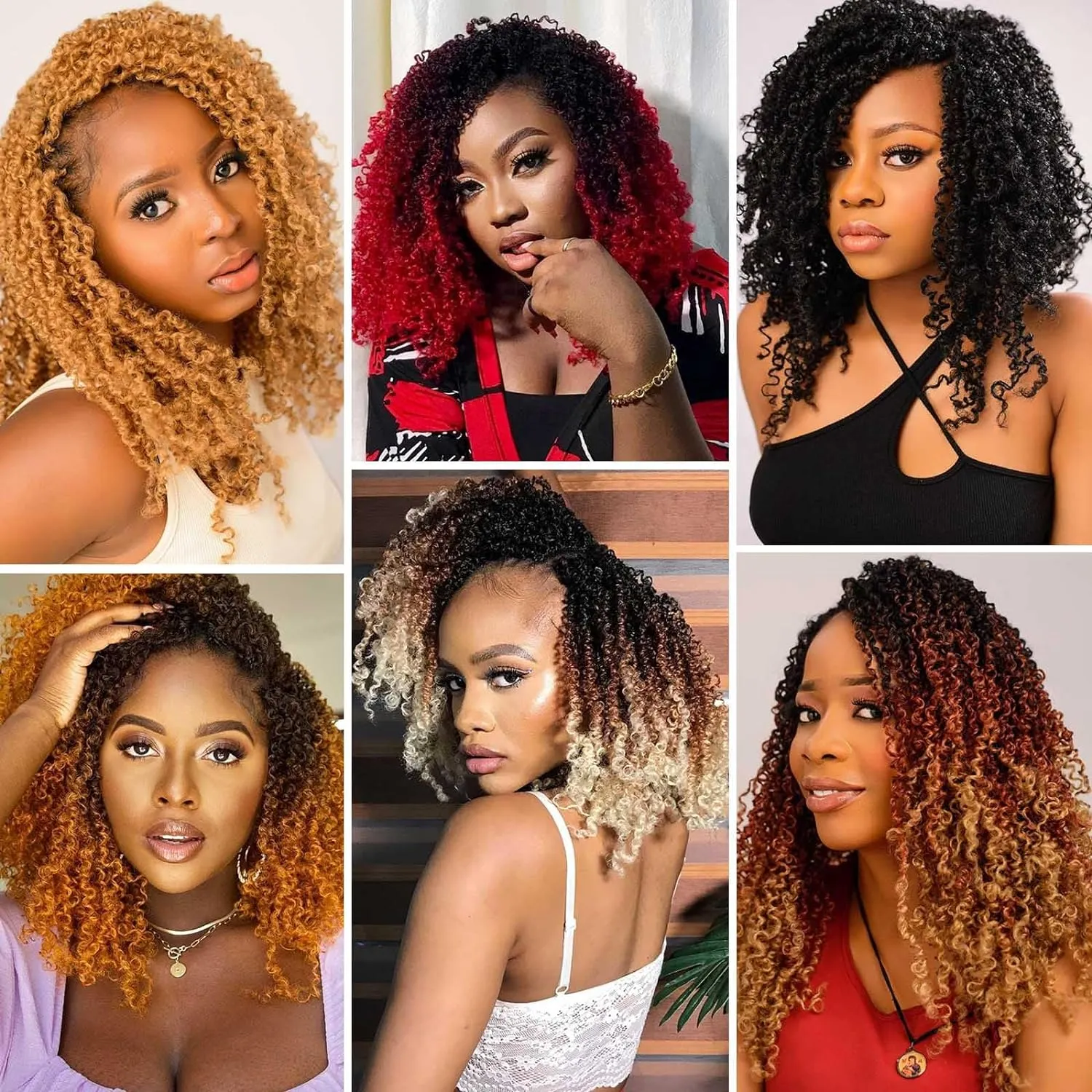 Aksice 8 Inch 8 Packs Yanky Twist Crochet Hair for Women Pre-looped Mini Twist Hair Bohemian Passion Twist Crochet Hair Boho Crochet Braids Synthetic (1B/30/27)
