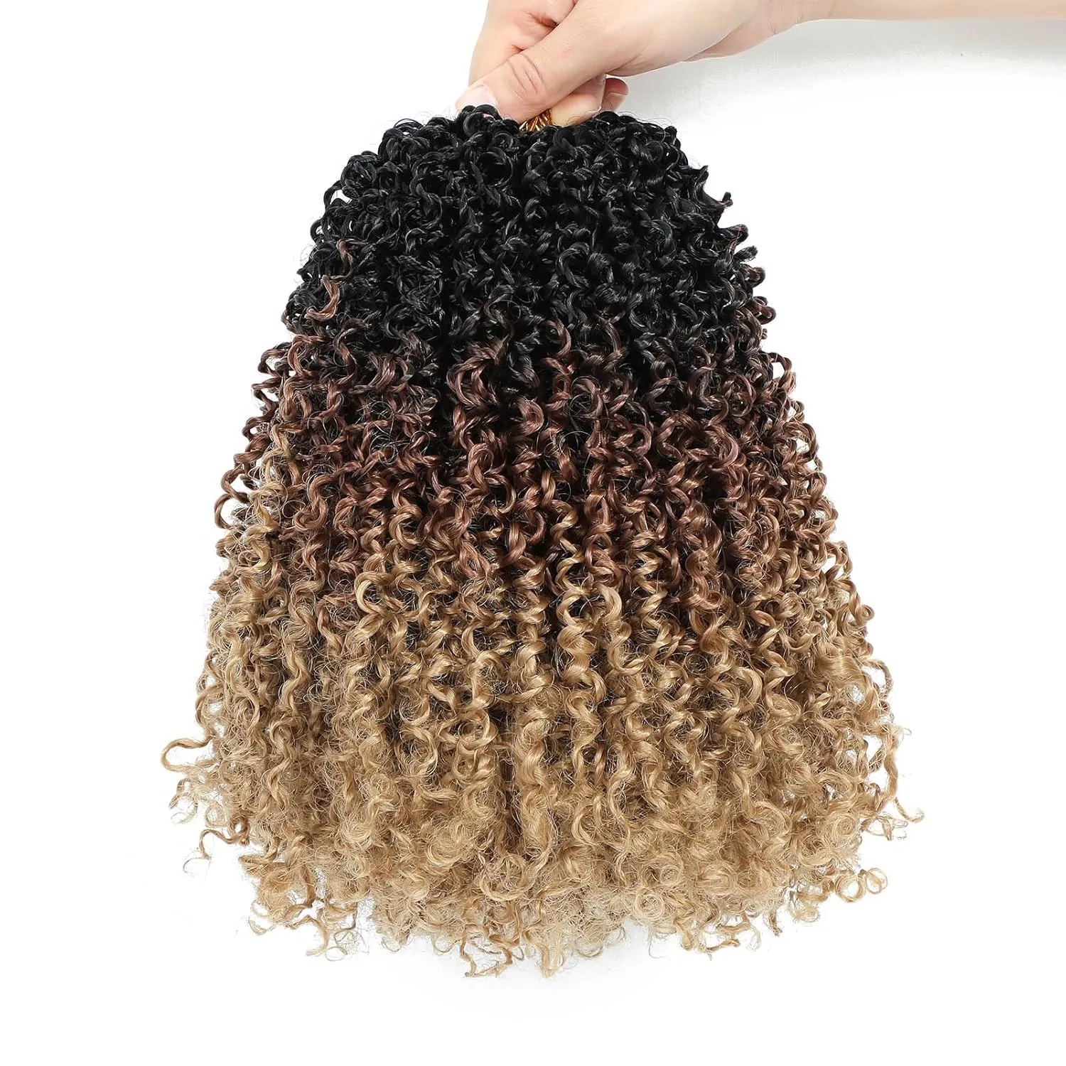 Aksice 8 Inch 8 Packs Yanky Twist Crochet Hair for Women Pre-looped Mini Twist Hair Bohemian Passion Twist Crochet Hair Boho Crochet Braids Synthetic (1B/30/27)