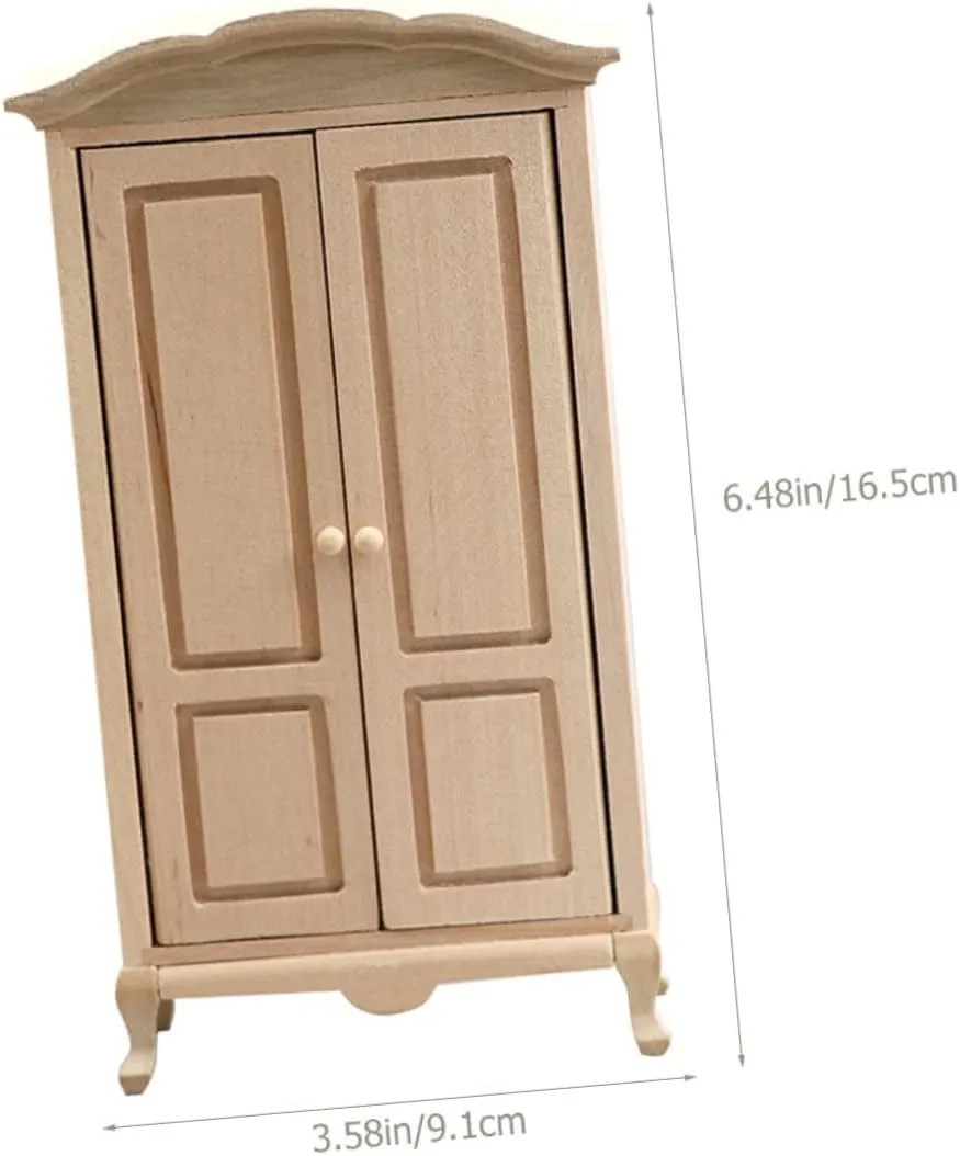 Alasum 4pcs Mini Furniture Wooden Wardrobe Decor for Dollhouse Scale Closet Model Cute Tiny Furniture for Boys and Girls Room Home Adornment for