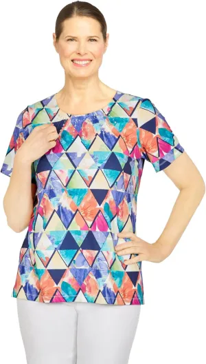 Alfred Dunner Women's Kaleidoscope Diamond Print Top