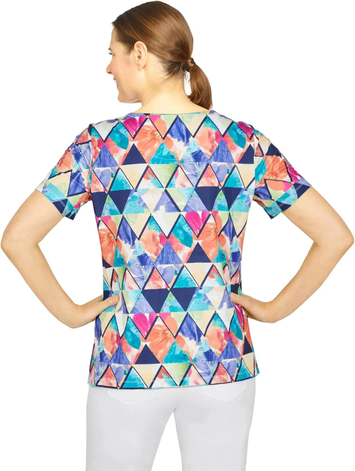 Alfred Dunner Women's Kaleidoscope Diamond Print Top