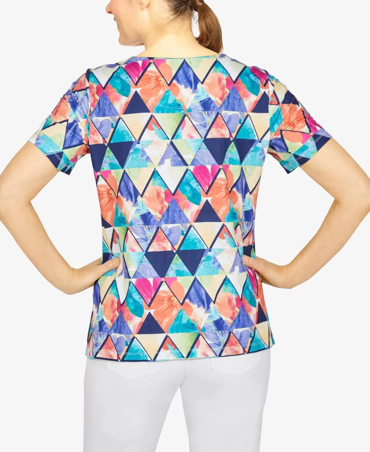 Alfred Dunner Women's Kaleidoscope Diamond Print Top