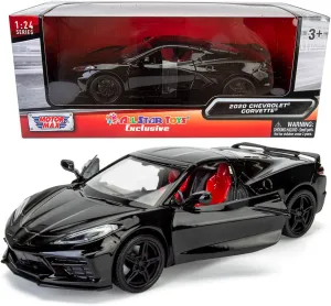 All Star Toys Exclusive 2020 Corvette C8 Stingray Black with Red Interior 1/24 Diecast Model Motormax 79360