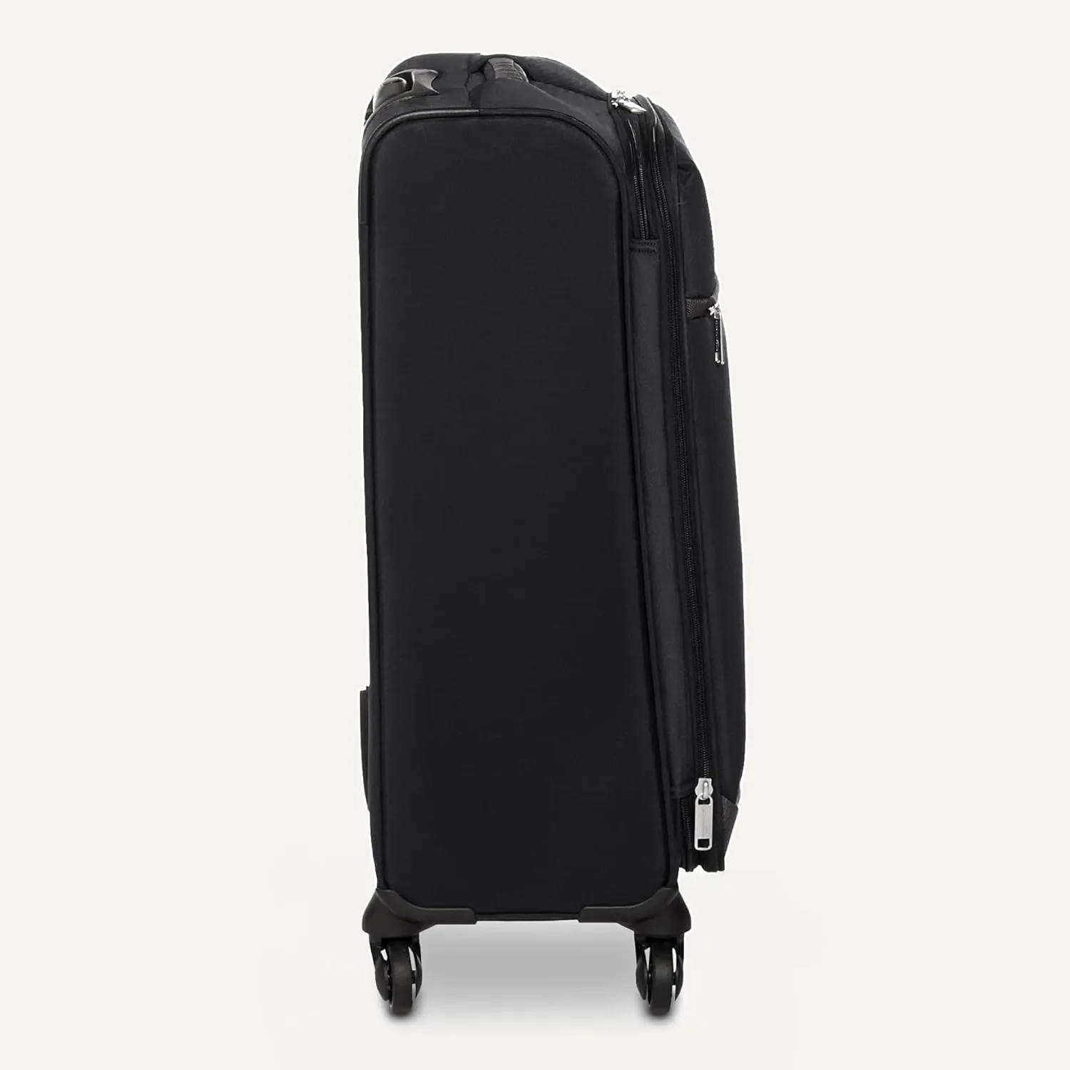 Amazon Basics 3-Piece Set (21", 25", 30"), Softside Suitcases With Wheels, With Four 360-Degree Multi-directional Spinner Wheels, Expandable Space, Zippered Pocket and Straps, Telescopic Handle, Black