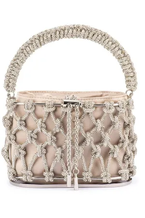 Amelia Crystal Cage Bag - Natural Silver