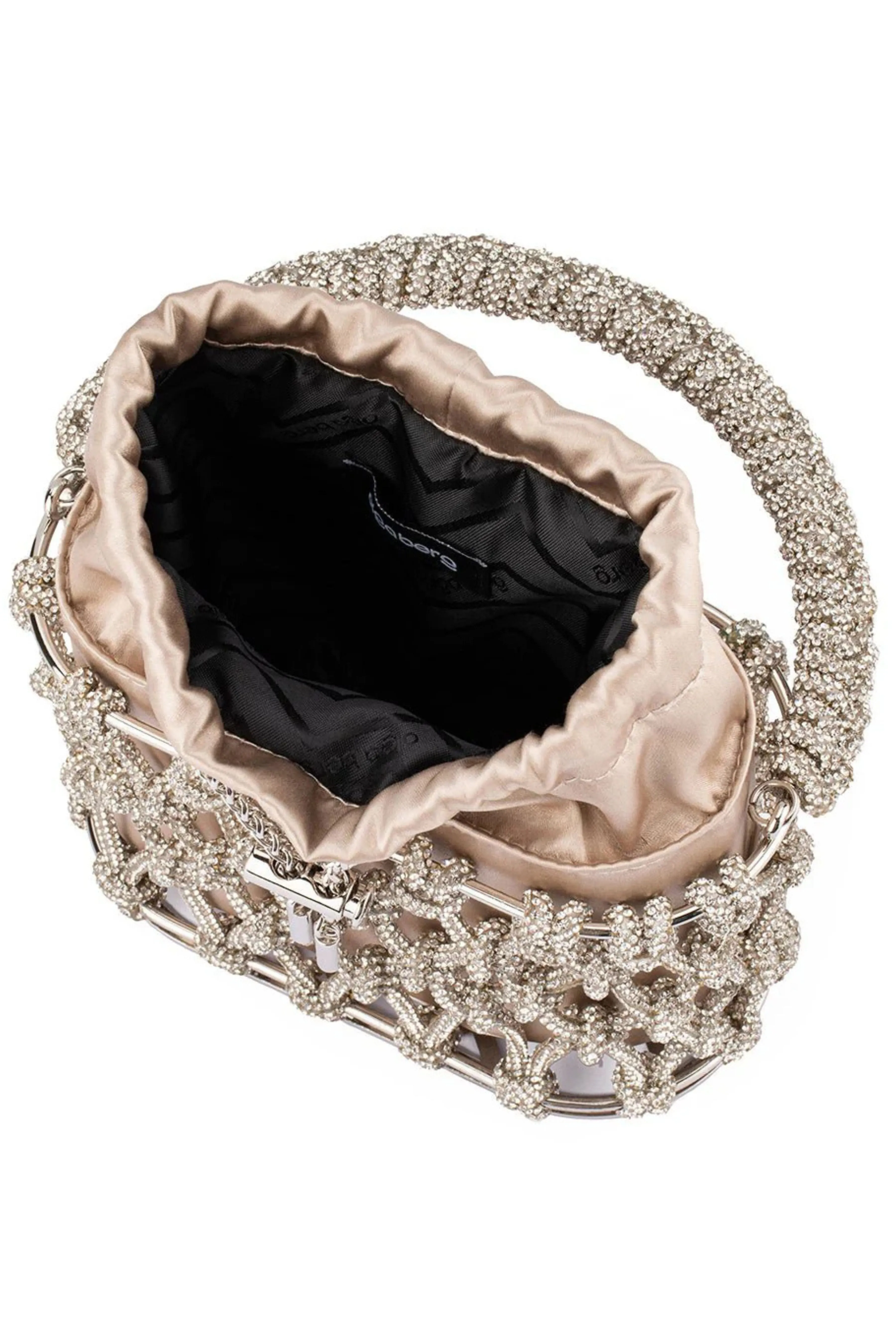 Amelia Crystal Cage Bag - Natural Silver
