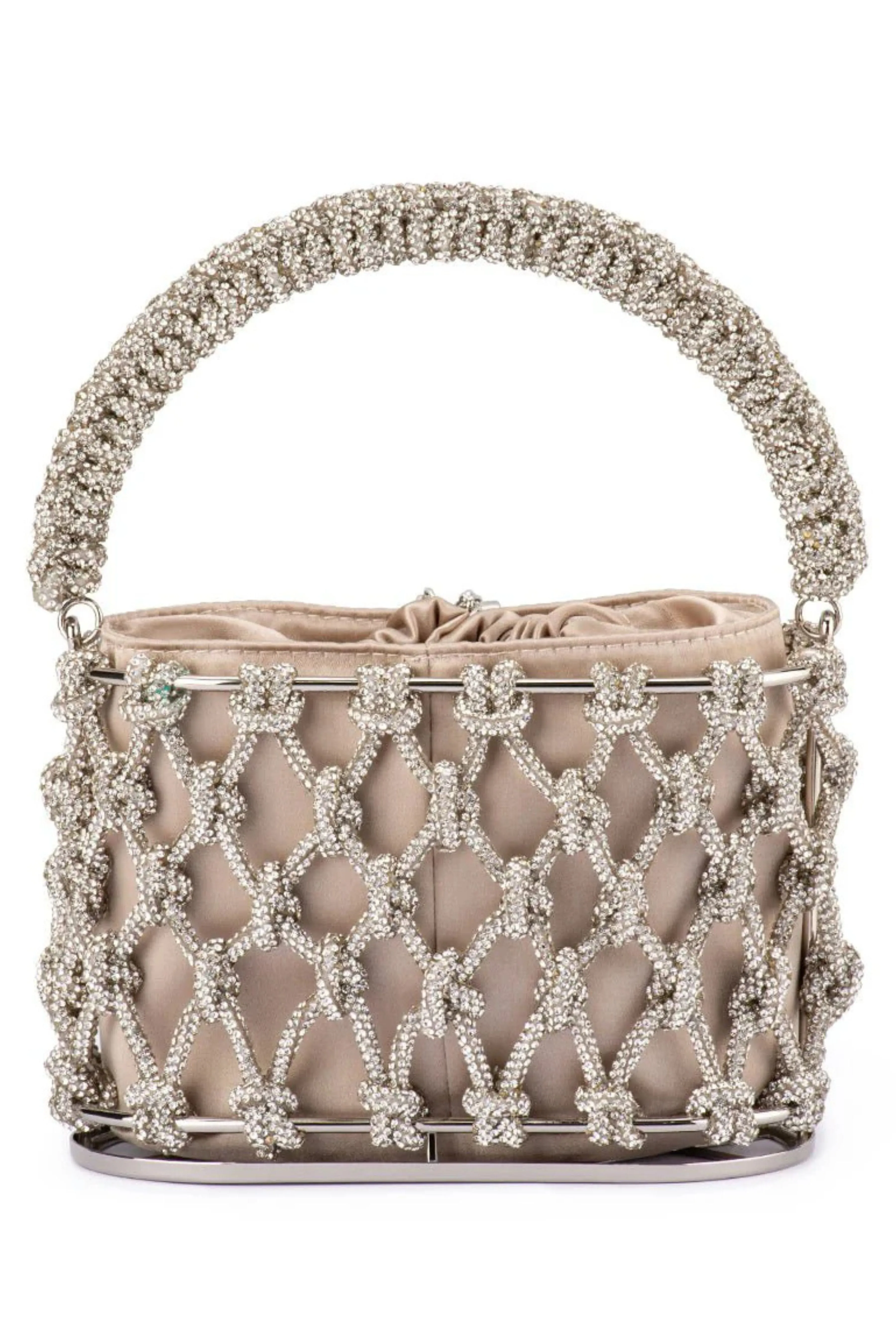Amelia Crystal Cage Bag - Natural Silver