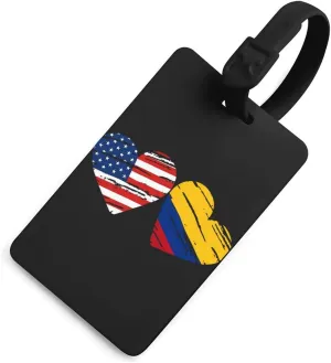 American Colombian Flag Heart Funny Luggage Tags ID Name Identify Labels for Travel Bag Suitcase Baggage