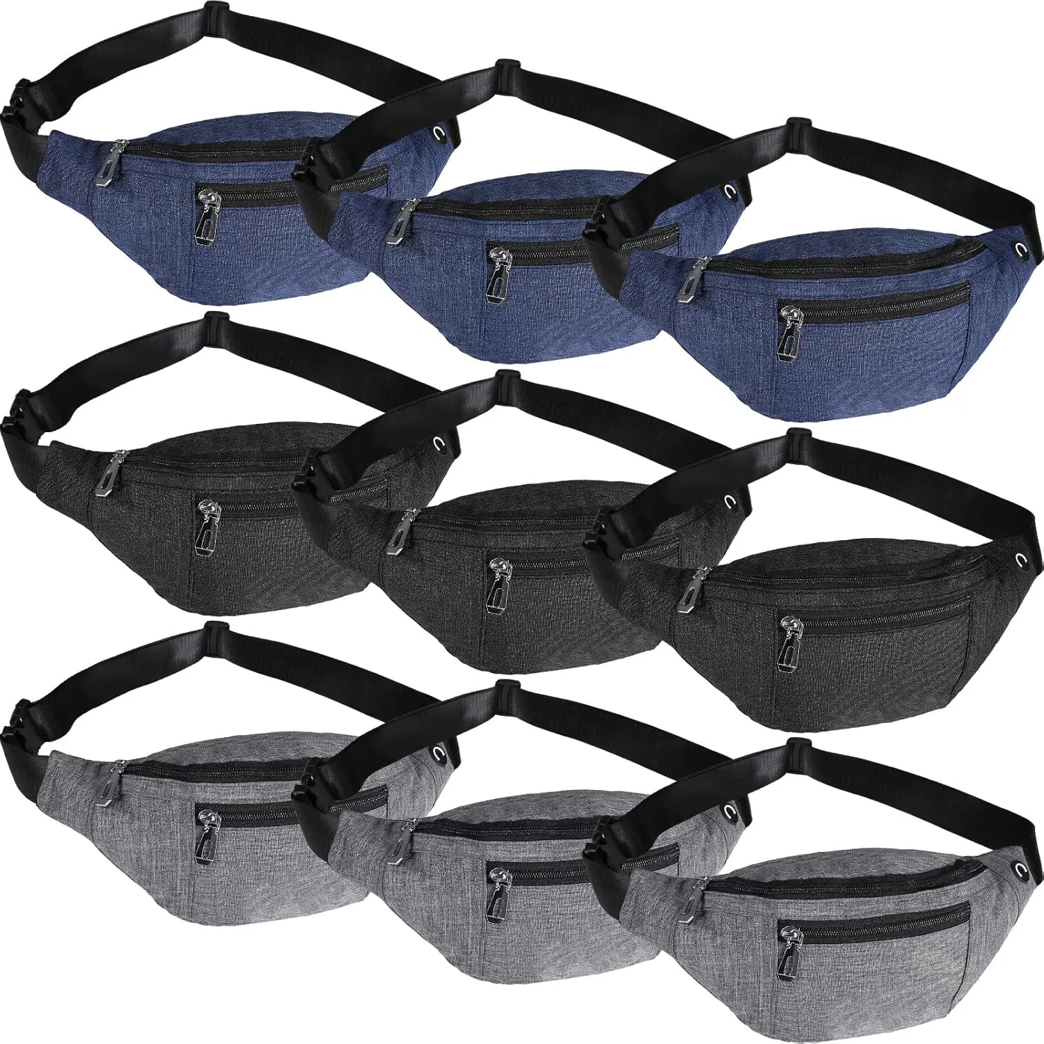 Amylove 9 Pcs Fanny Pack for Men Women Waterproof Waist Packs with Adjustable Belt Crossbody Waist Bag for Travel Hiking Running Outdoor Sports