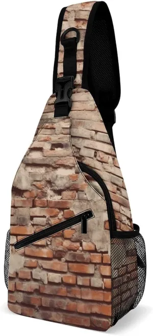 Ancient Worn Brick Wall Crossbody Sling Bag for Women Men Sling Backpack Travel Chest Bag Pack Man Purse Shoulder Bags Daypack for Travel Hiking Cycling