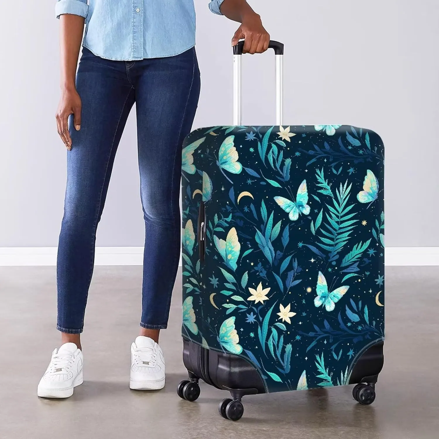 Anti Scratch Luggage Protector, Travel Bags Protective Cover Waterproof & Scratch-Resistant Covers Easy to Install for Checked Suitcases Butterfly Print