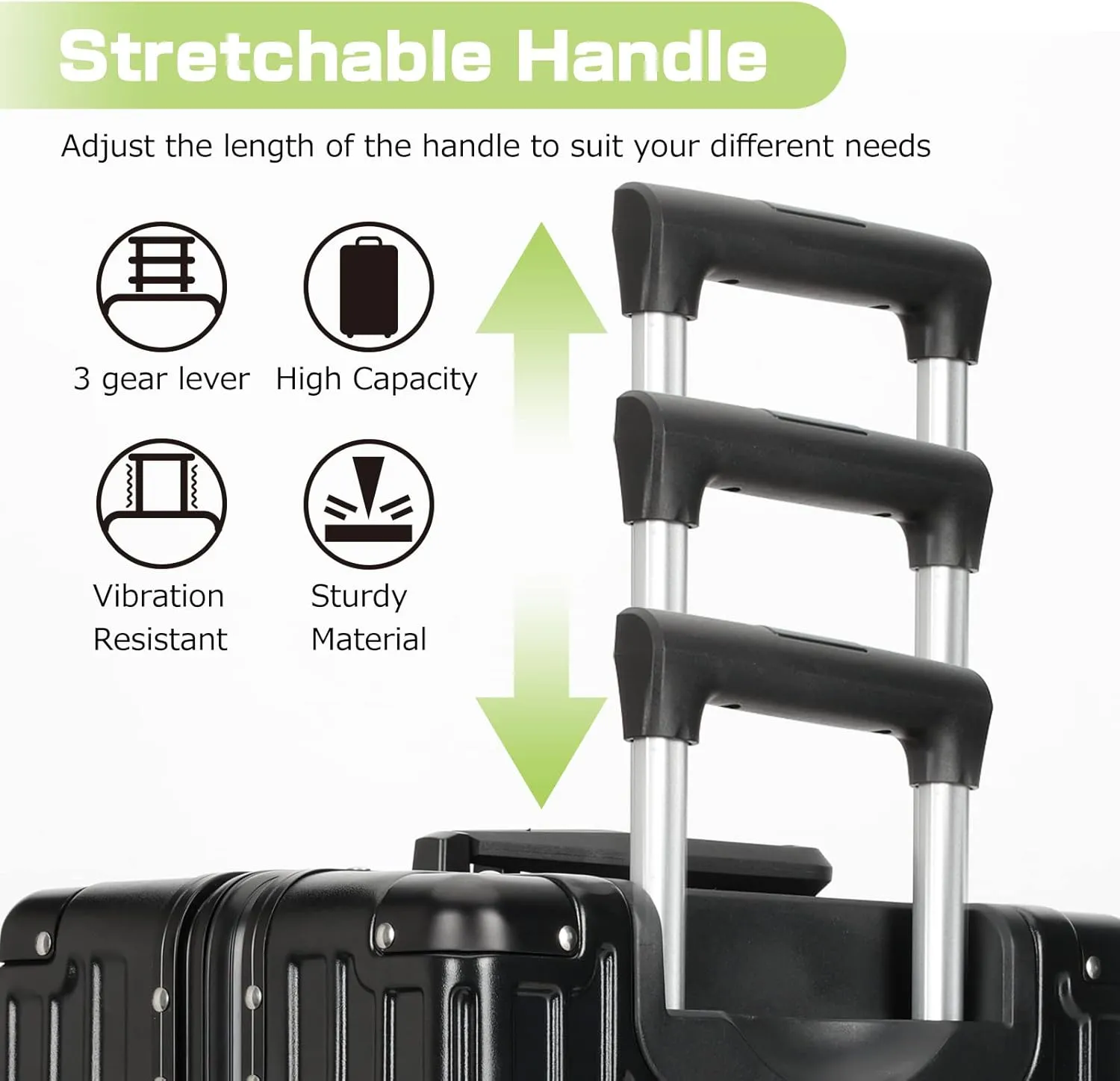 AnyZip Carry On Luggage - Aluminium Frame, PC ABS Hard Shell, Suitcases with Wheels, TSA Lock, No Zipper - 20in Black