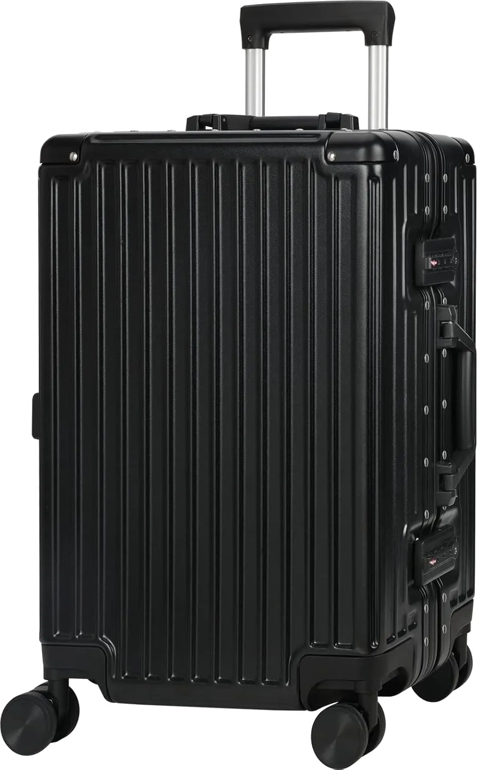 AnyZip Carry On Luggage - Aluminium Frame, PC ABS Hard Shell, Suitcases with Wheels, TSA Lock, No Zipper - 20in Black