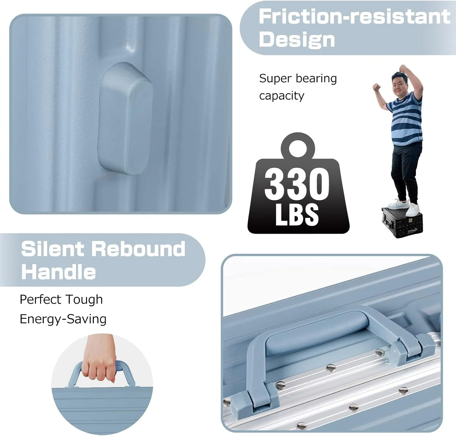 AnyZip Carry On Luggage - Aluminium Frame, PC ABS Hard Shell, Suitcases with Wheels, TSA Lock, No Zipper - 20in Haze Blue