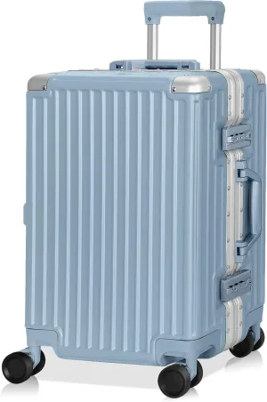 AnyZip Carry On Luggage - Aluminium Frame, PC ABS Hard Shell, Suitcases with Wheels, TSA Lock, No Zipper - 20in Haze Blue