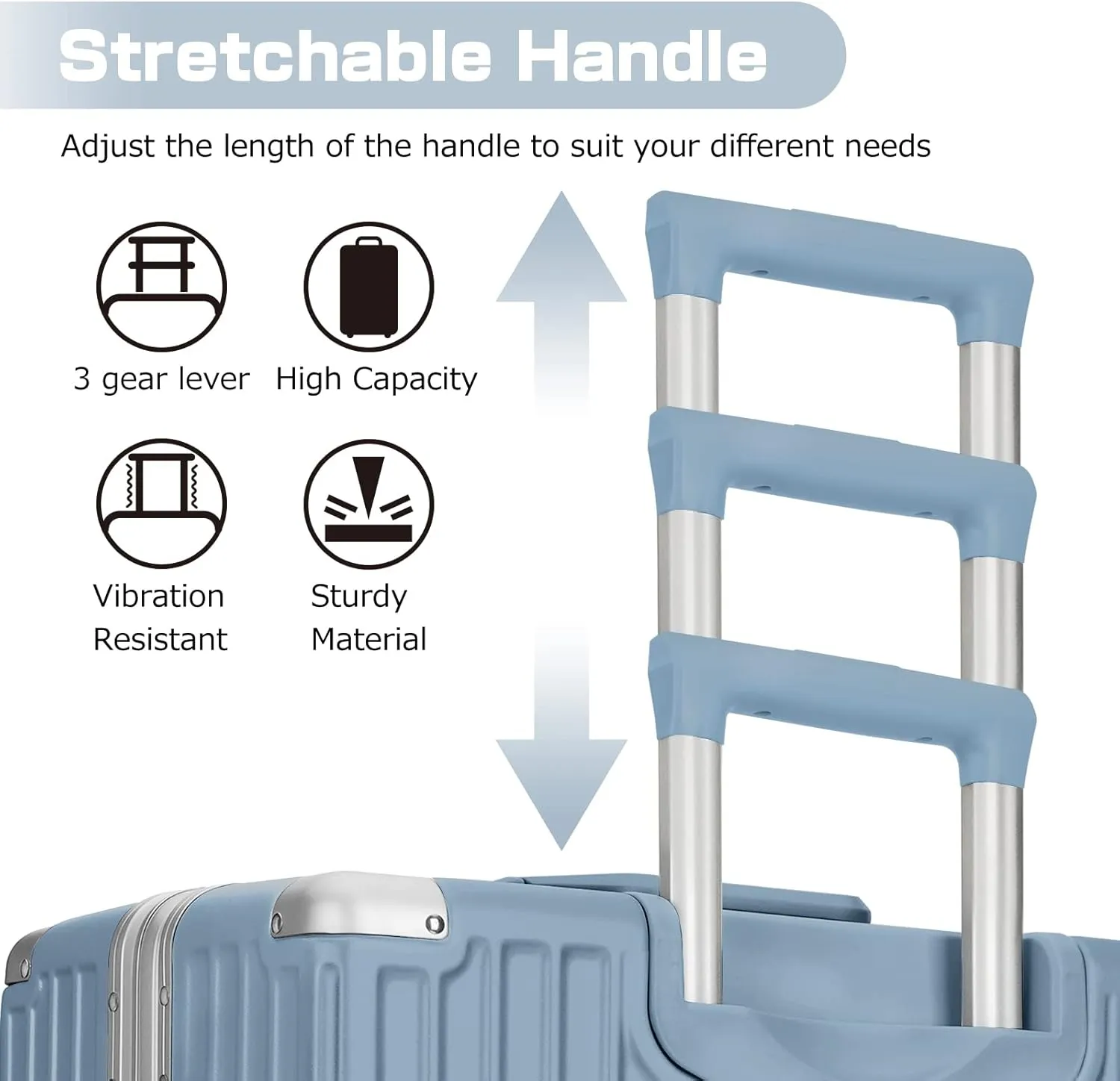 AnyZip Carry On Luggage - Aluminium Frame, PC ABS Hard Shell, Suitcases with Wheels, TSA Lock, No Zipper - 20in Haze Blue