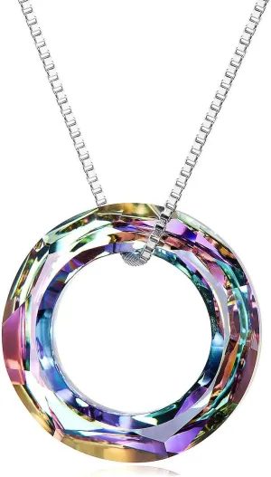 AOBOCO 2025 Graduation Gifts for Her 925 Sterling Silver Circle Necklace with Austrian Crystal Jewelry for Women Birthday Gift Holiday Gift