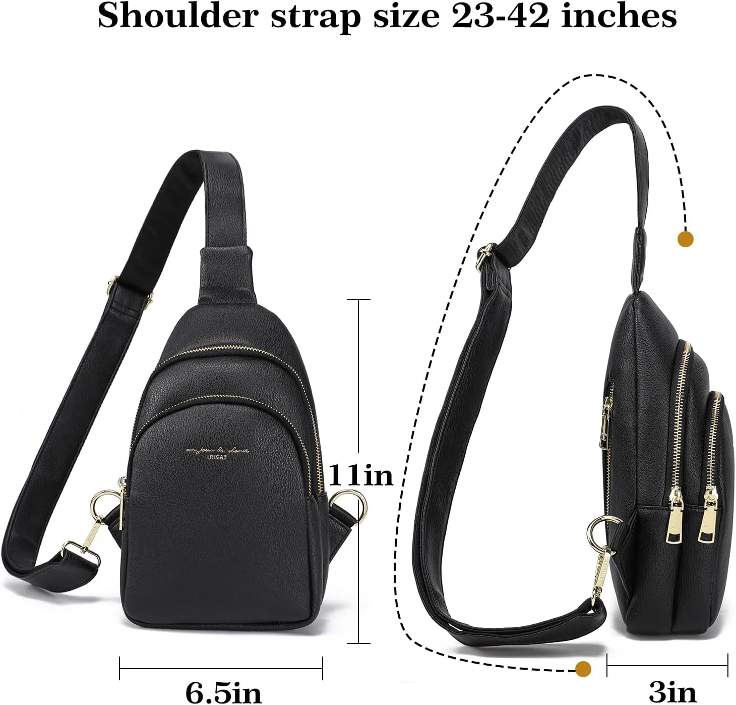 AOCINA INICAT Small Sling Bag Crossbody Vegan Leather Fanny Packs for Women Fashionable Chest Bag for Travel