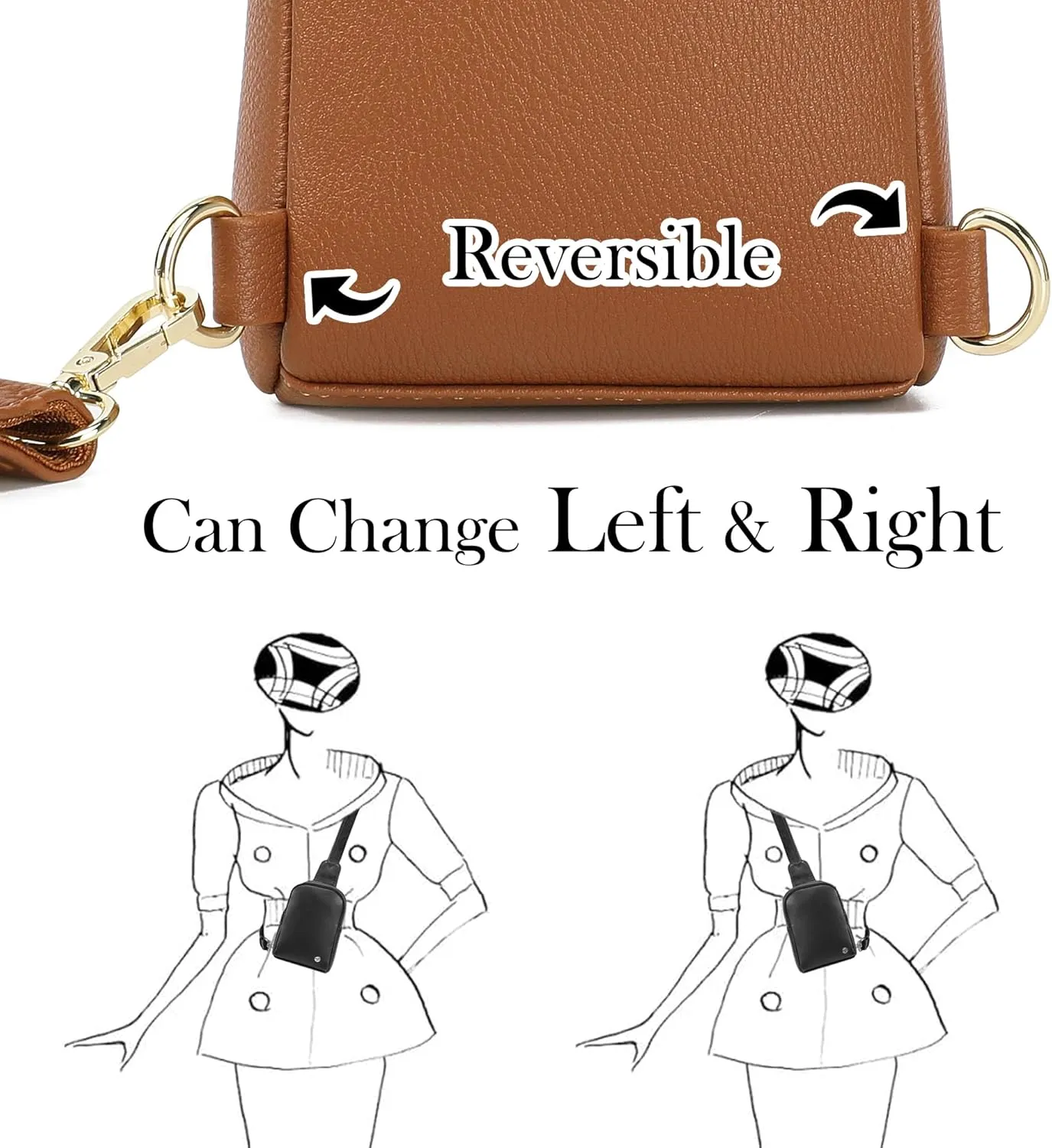 AOCINA INICAT Small Sling Bag Crossbody Vegan Leather Fanny Packs for Women Fashionable Chest Bag for Travel
