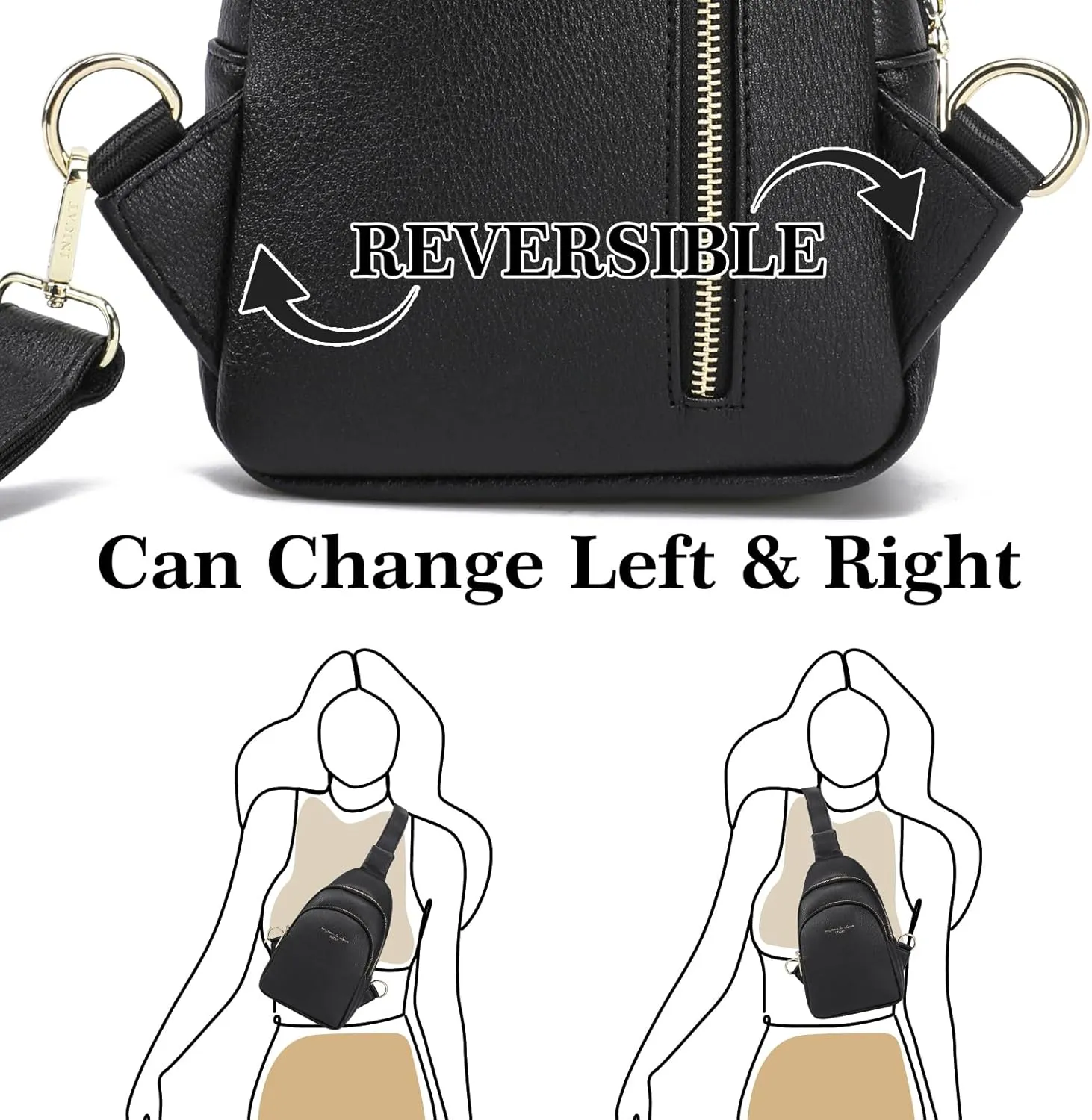 AOCINA INICAT Small Sling Bag Crossbody Vegan Leather Fanny Packs for Women Fashionable Chest Bag for Travel