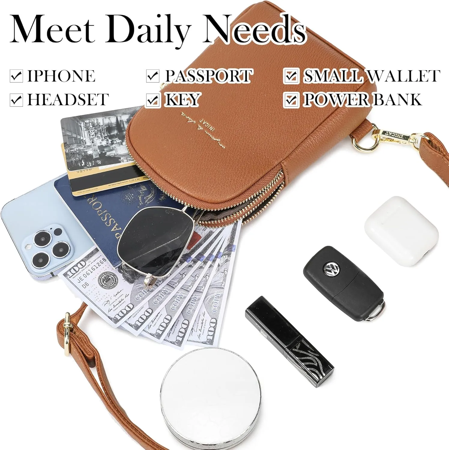 AOCINA INICAT Small Sling Bag Crossbody Vegan Leather Fanny Packs for Women Fashionable Chest Bag for Travel
