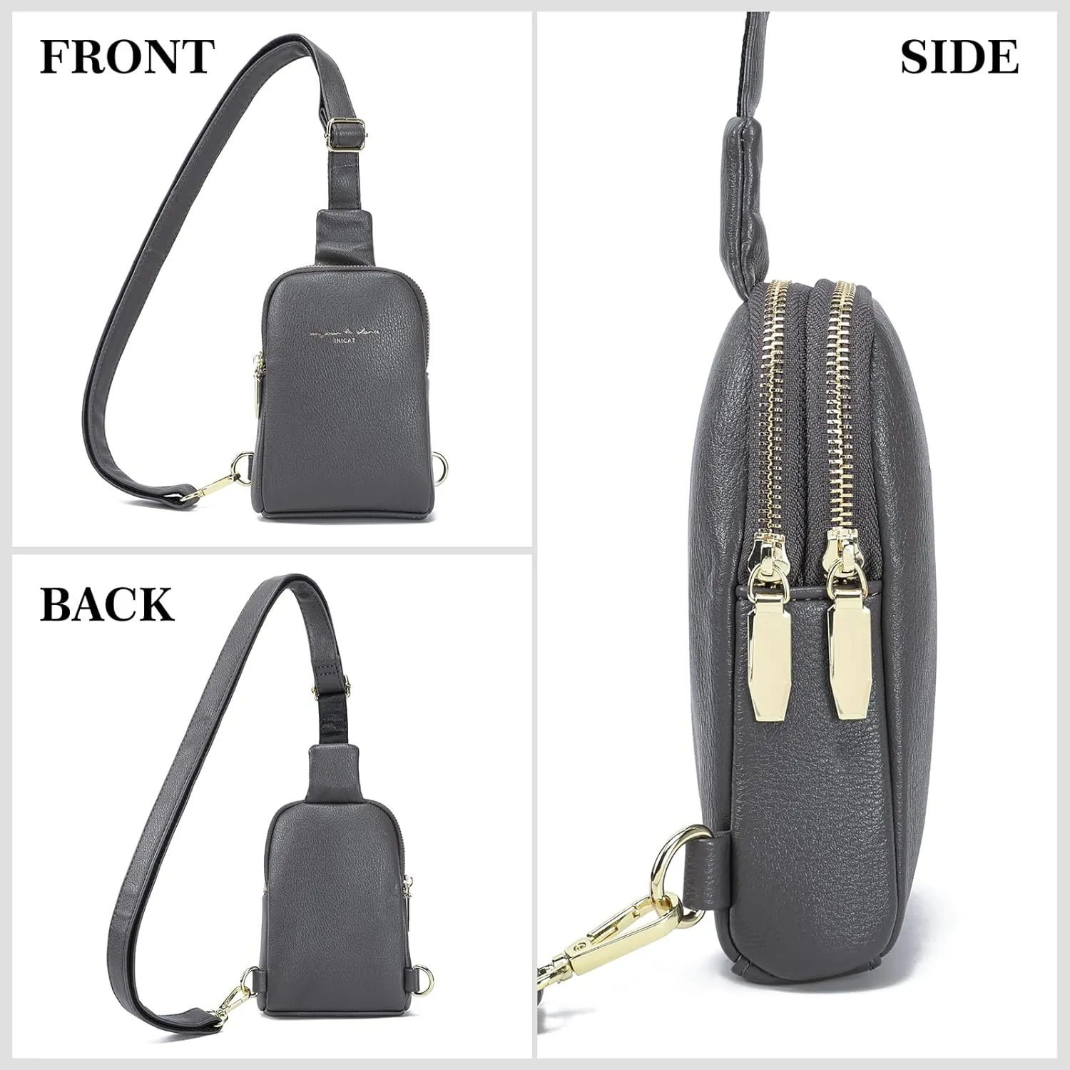 AOCINA INICAT Small Sling Bag Crossbody Vegan Leather Fanny Packs for Women Fashionable Chest Bag for Travel