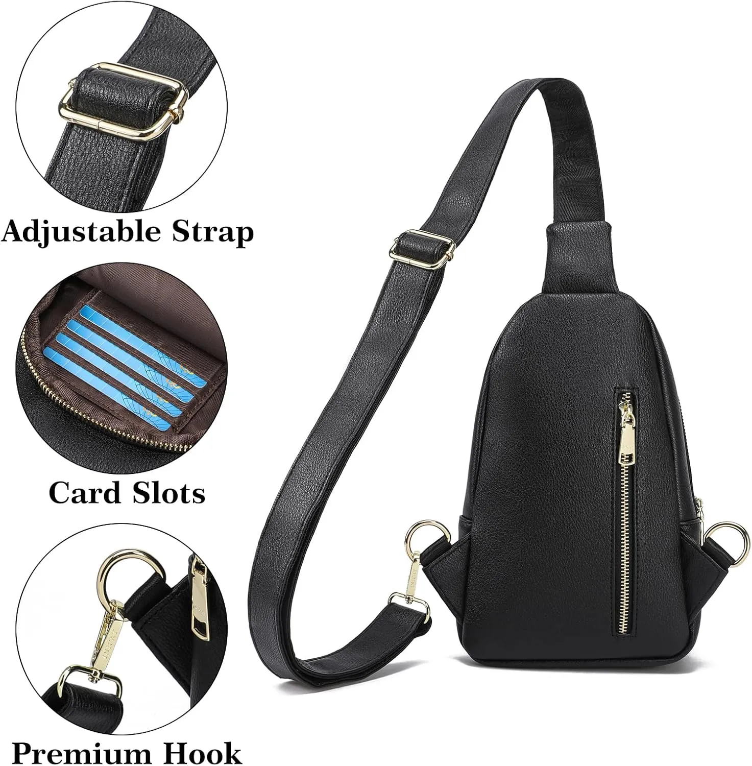 AOCINA INICAT Small Sling Bag Crossbody Vegan Leather Fanny Packs for Women Fashionable Chest Bag for Travel