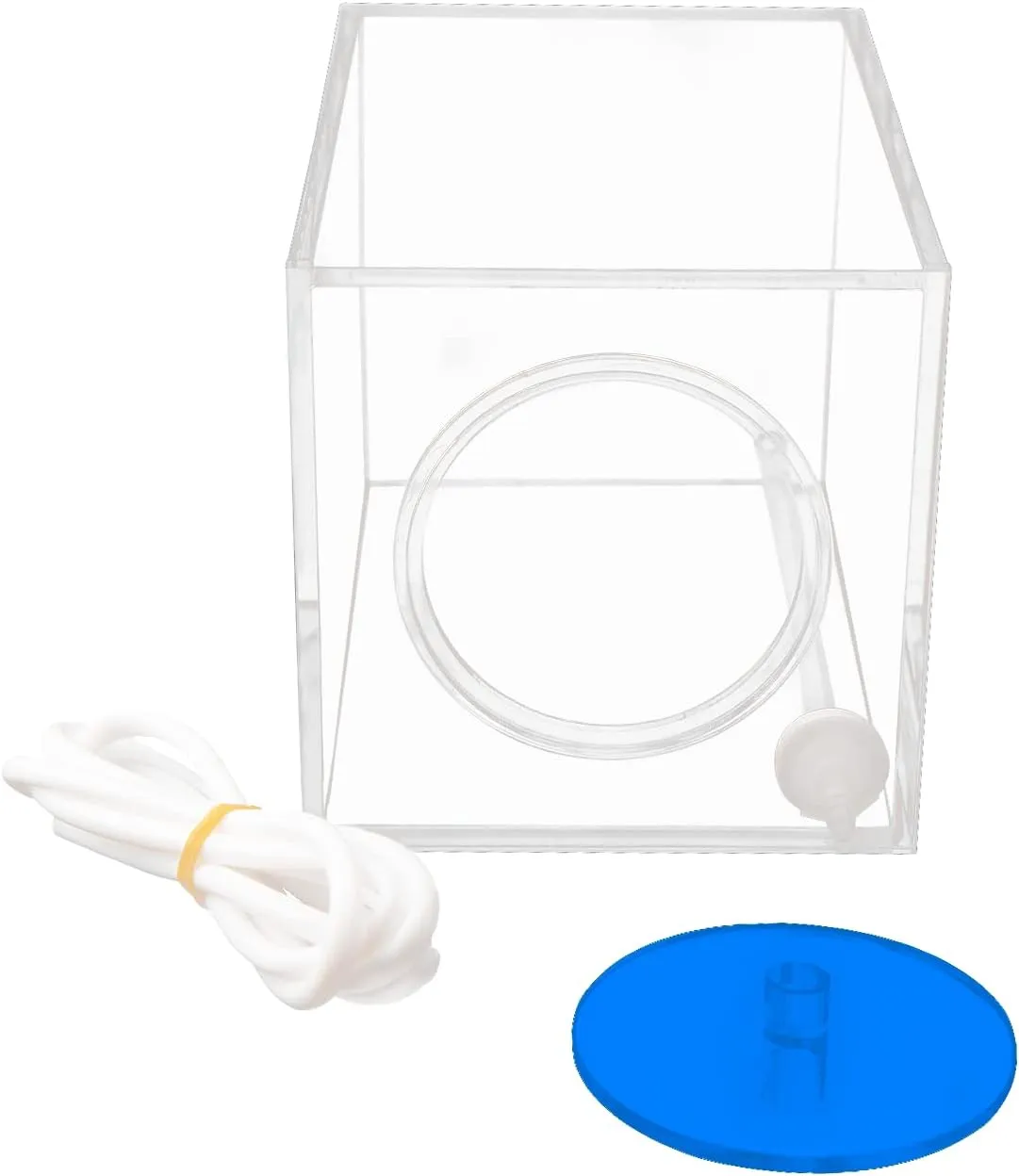 Aquarium Choice Acryli Made Liquid Storage Bucket Dosing Pump Reservoir Container (4.25 * 4.25 * 6.5 Inch;1500ml/1.5L（Blue Version)