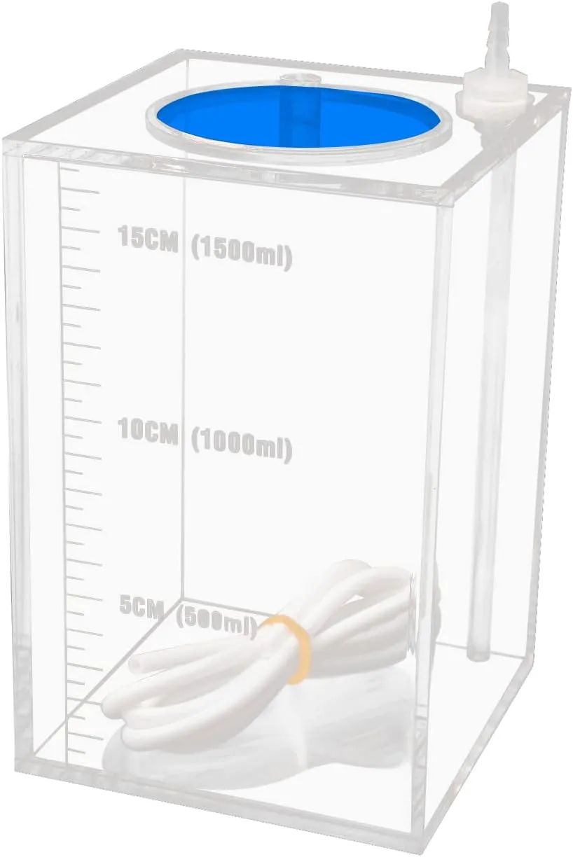 Aquarium Choice Acryli Made Liquid Storage Bucket Dosing Pump Reservoir Container (4.25 * 4.25 * 6.5 Inch;1500ml/1.5L（Blue Version)