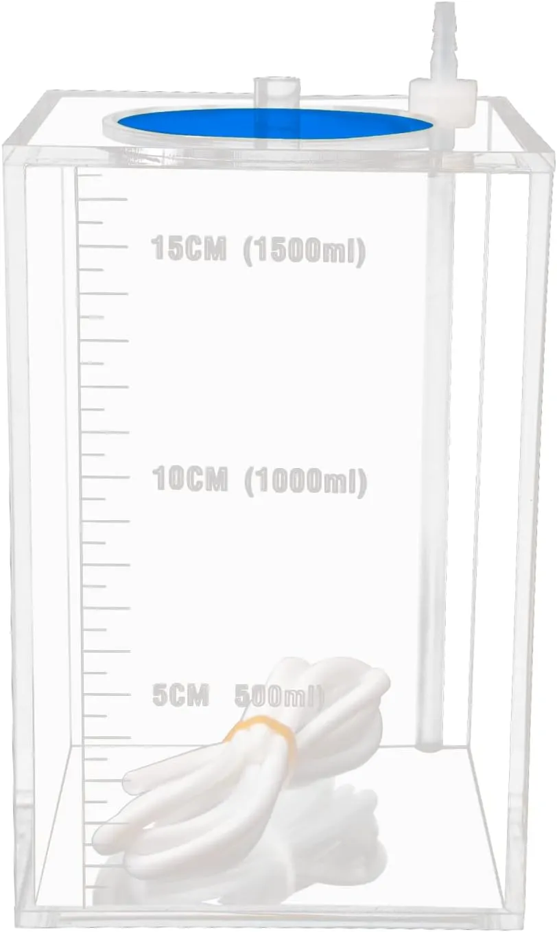 Aquarium Choice Acryli Made Liquid Storage Bucket Dosing Pump Reservoir Container (4.25 * 4.25 * 6.5 Inch;1500ml/1.5L（Blue Version)