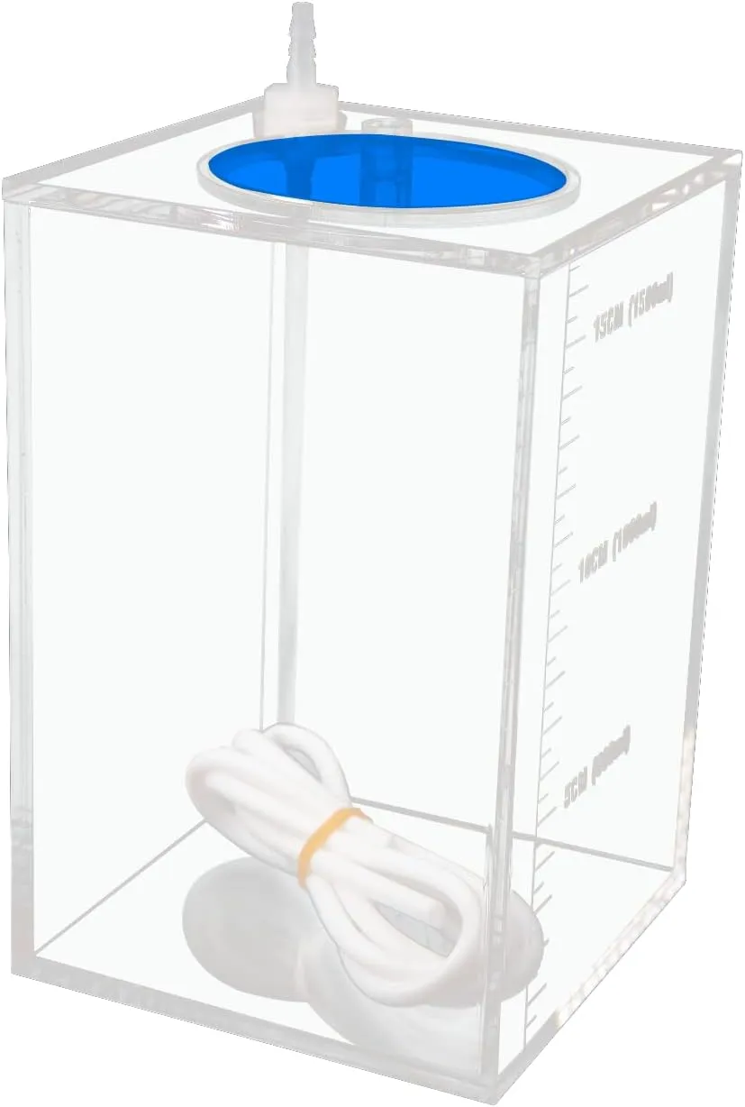 Aquarium Choice Acryli Made Liquid Storage Bucket Dosing Pump Reservoir Container (4.25 * 4.25 * 6.5 Inch;1500ml/1.5L（Blue Version)