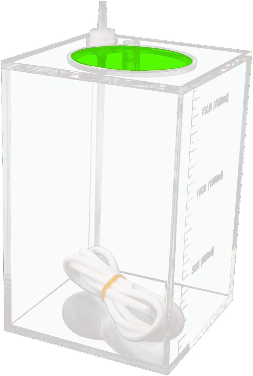 Aquarium Choice Acryli Made Liquid Storage Bucket Dosing Pump Reservoir Container (4.25 * 4.25 * 6.5 Inch;1500ml/1.5L（Green Version)
