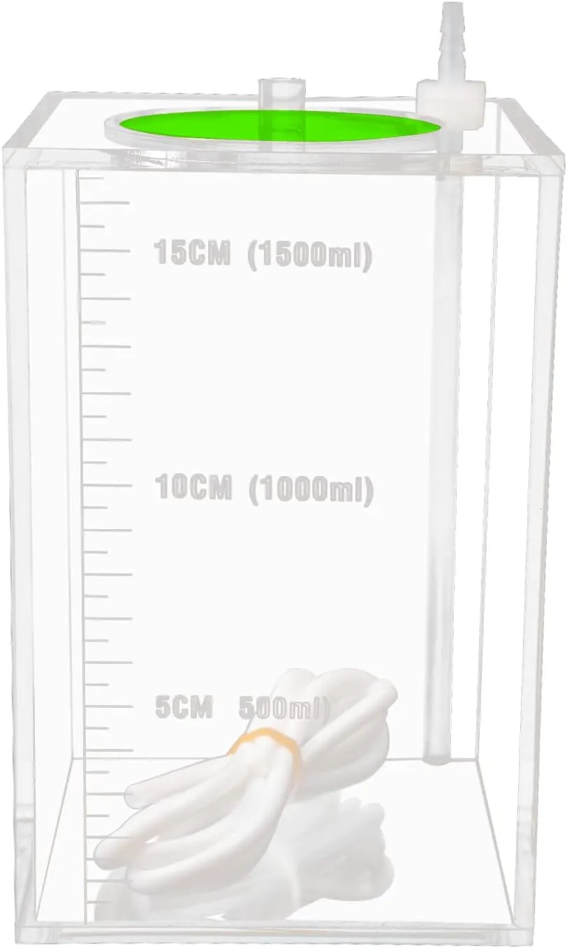 Aquarium Choice Acryli Made Liquid Storage Bucket Dosing Pump Reservoir Container (4.25 * 4.25 * 6.5 Inch;1500ml/1.5L（Green Version)