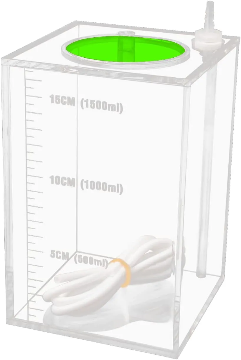 Aquarium Choice Acryli Made Liquid Storage Bucket Dosing Pump Reservoir Container (4.25 * 4.25 * 6.5 Inch;1500ml/1.5L（Green Version)