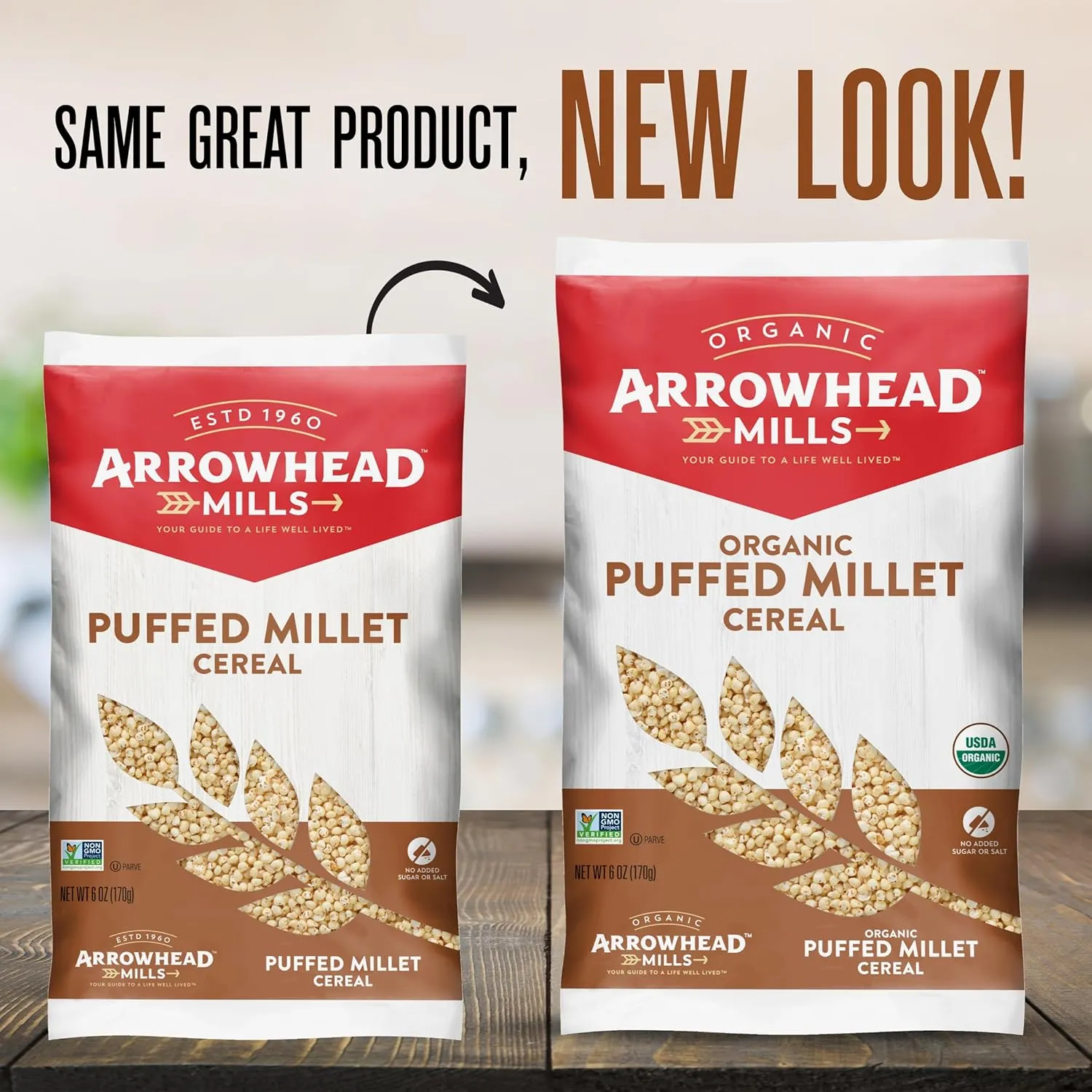 Arrowhead Mills Puffed Millet Cereal, 6 oz Bag (Pack of 2)