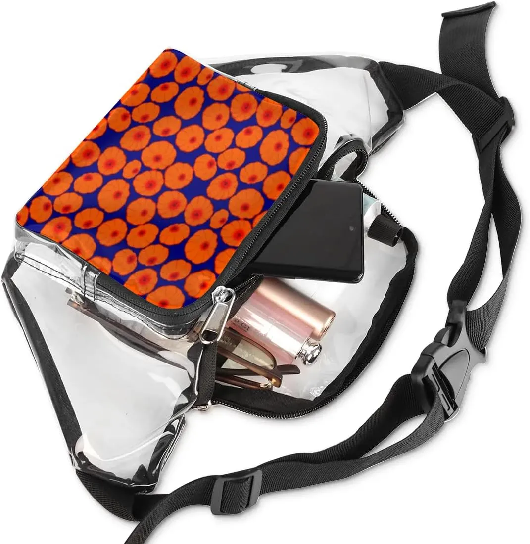 Autumn Pumpkins Pattern Clear Fanny Pack Stadium Approved Clear Crossbody Belt Bag for Women Men Transparent Waist Bag with Adjustable Strap for Concerts Sports Events Travel