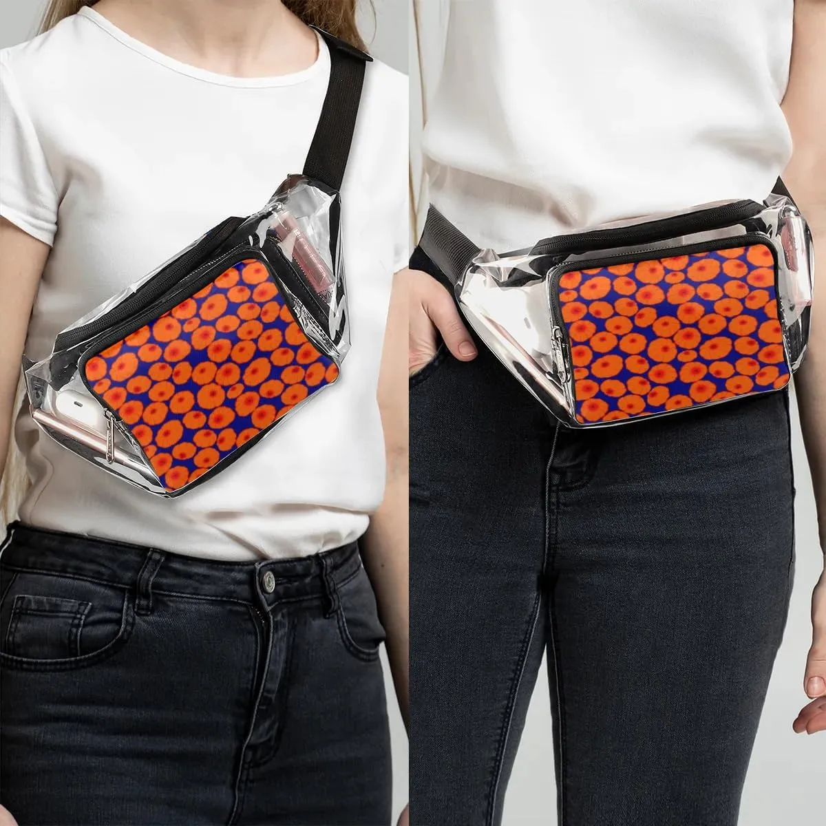 Autumn Pumpkins Pattern Clear Fanny Pack Stadium Approved Clear Crossbody Belt Bag for Women Men Transparent Waist Bag with Adjustable Strap for Concerts Sports Events Travel