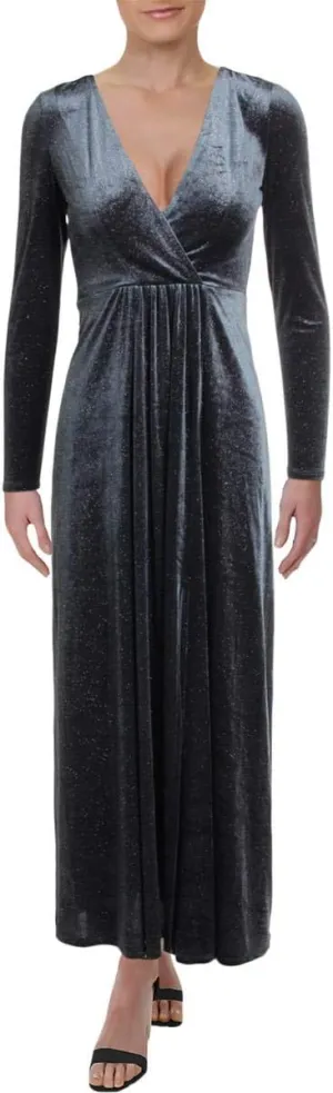 Avec Les Filles Women's Long Sleeve Sequin Velvet Maxi Dress