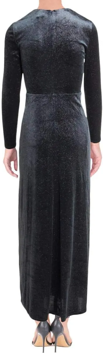 Avec Les Filles Women's Long Sleeve Sequin Velvet Maxi Dress