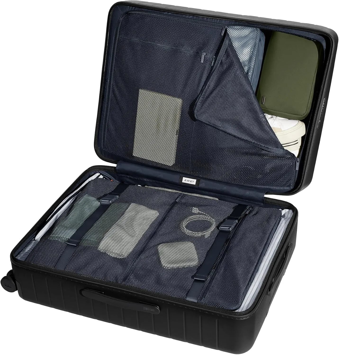 Away Large Checked Luggage, 29 Inch Hardside Suitcase with Spinner Wheels, Lightweight & Durable, TSA Lock, Jet Black