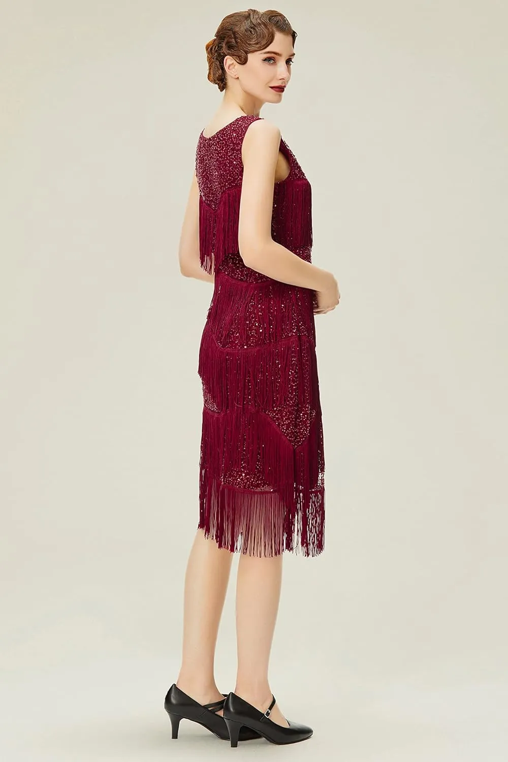 BABEYOND 1920s Flapper Dress Gatsby Fringed Dress Roaring 20s