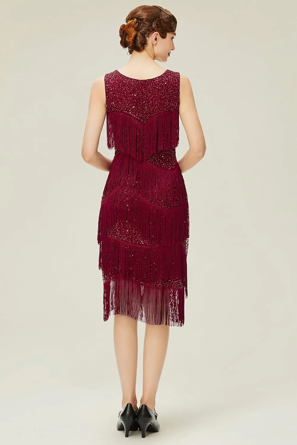 BABEYOND 1920s Flapper Dress Gatsby Fringed Dress Roaring 20s