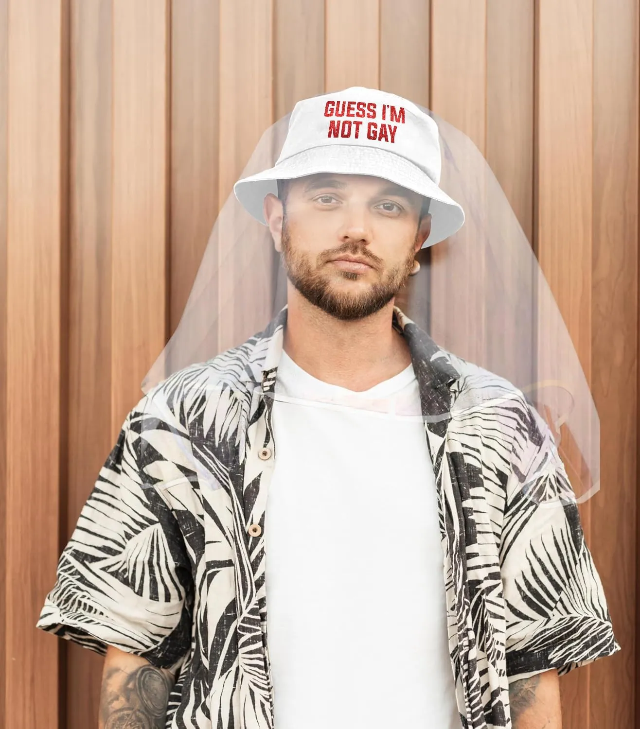 Bachelor Party Bucket Hat with Bridal Veil for Groom - Bachelor Party Favors & Supplies